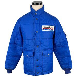 Vintage Swingster Goodyear Eagle Blue Puffer Jacket XS 80s Arctic Insulated